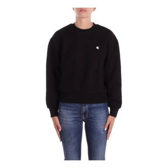 Carhartt Work in Progress Sweatshirts, female, Black, M, Black Logo Front Jumper