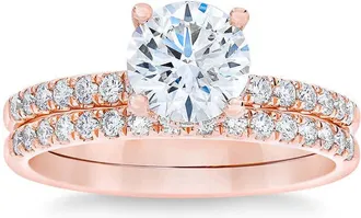 Pompeii3 1 3/4 Ct Diamond Engagement Wedding Set 14k Rose Gold Lab Grown
