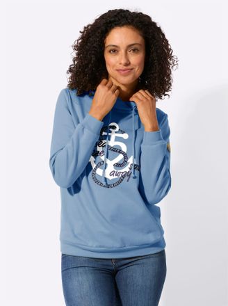Casual Looks Sweatshirt CASUAL LOOKS, Damen, Gr. 36, himmelblau, 50% Baumwolle, 50% Polyester, bedruckt, gemustert, Sweatshirts Sweatshirt