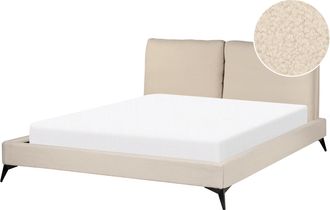 Beliani Cama Con Somier 160 X 200 Cm Moderna Tapizada Boucl&eacute; Base Listones Beige Melle
