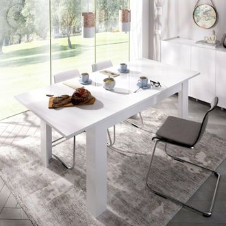 Dmora Mesa Extensible Dilici, Consola Extensible Para Comedor, Mesa De Cocina Abrible Con Extensi&oacute;n, 140/190x90h78 Cm, Blanco Brillante - Dmora