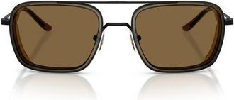 Emporio Armani 54mm Square Sunglasses in Matte Black /Dark Green at Nordstrom