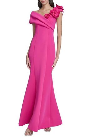 Eliza J Floral Off the Shoulder Mermaid Gown in Lipstick at Nordstrom, Size 8