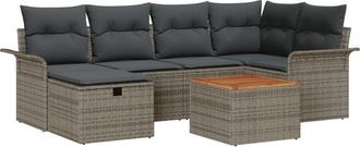 vidaXL Vidaxl - Garden Sofa Set with Cushion 7 pcs Grey Poly rattan