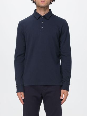 Zanone Long-Sleeve Cotton Polo Shirt with Ribbed Collar and Three Buttons