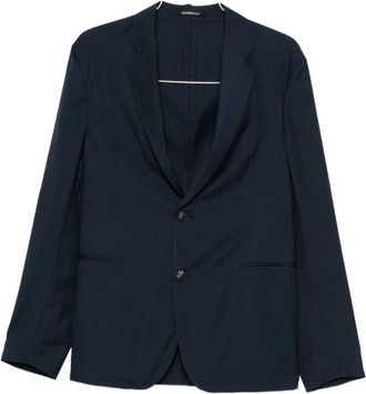 Emporio Armani Blauwe Twee-Knoop Jas Met Revers - Heren - Blazers - Blauw - 3XL - Jassen