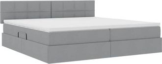 vidaXL Bed with Mattress Light Grey 200 x 200 cm Polyester vidaXL
