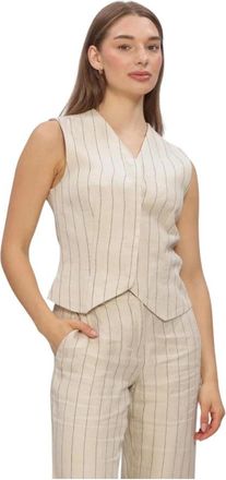 Moss Copenhagen Jassen, Dames, Beige, XL, Katoen, Claritte Waistcoat STP