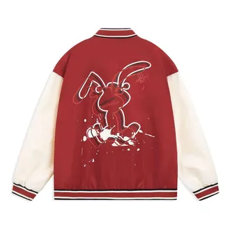 Li-Ning Rabbit Counterflow Graphic Baseball Jacket Red Beige AJDT491-3