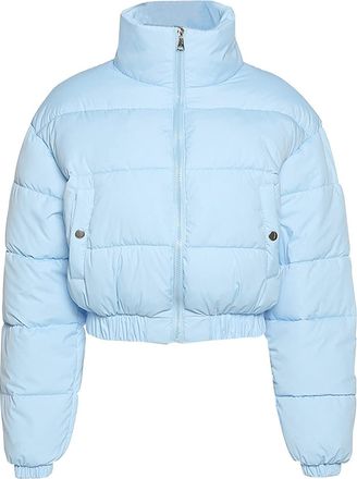 Generic Gihuo Women s Cropped Quilted Puffer Jacket Outerwear Coats, Blue, M