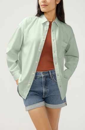 Silver Jeans Co Denim Button-Up Beach Shirt in Sage Green at Nordstrom, Size X-Large
