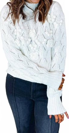 Astrid Pom Flower Sweater In Beige