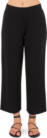 Hurley Positano Rib Ankle Wide Leg Pants in Black at Nordstrom, Size X-Large
