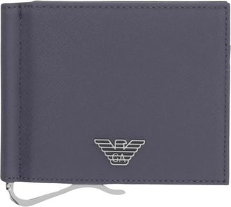 Emporio Armani Saffiano Portemonnee - Heren - Portefeuilles - Grijs - ONE Size - Leer - Accessoires