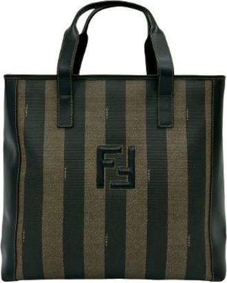 Fendi Pre-owned Tote Bags, male, Black, Size: ONE SIZE Pre-owned Pequin PVC Leather Handbag