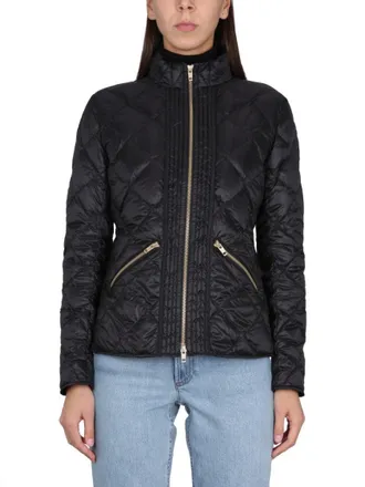 Fay Quilted Black Down Jacket With High Collar
