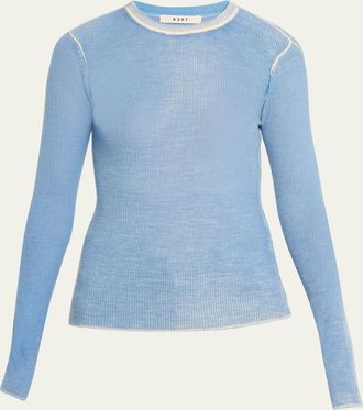 6397 Printed Long-Sleeve Crewneck Top