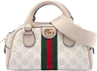 Gucci Pre-owned Ophidia Satchel - Dames - Vintage Mini Tas - Beige - ONE Size - Leer - Vintage
