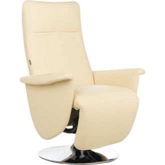 Beliani Beliani - Adjustable Faux Leather Ergonomic Recliner Armchair Metal Base Light Beige pu Prime