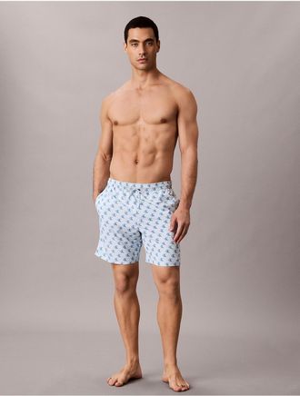Calvin Klein Mens Icon Logo Drawstring 7 Swim Shorts - Blue - 2XL