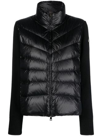 Moncler knitted-panel puffer jacket - Black