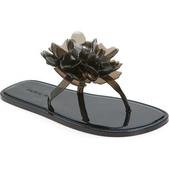 Farm Rio Flower Jelly Flip Flop in Black at Nordstrom, Size 10