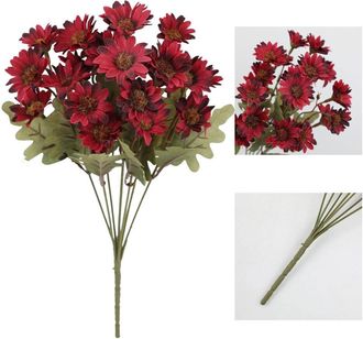OEM Cinco Flores Artificiales Rojas De Oto&ntilde;o Y Cinco Crisantemos Artificiales Crisantemos De Exterior Con Efecto Atardecer, Resistentes Al Viento, Que No 