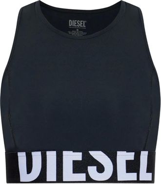 Diesel Top Sibilla-D-Pop con logo - Nero