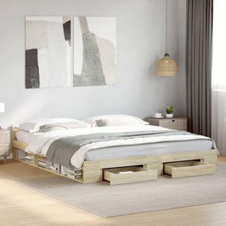 vidaXL Giroletto Cassetti Rovere Sonoma 180x200 cm Legno Multistrato - Vidaxl