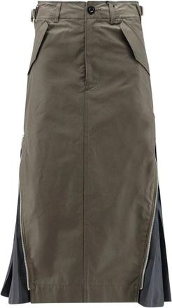 sacai Rokken, Dames, Groen, S, Katoen, Cotton Weather Rok