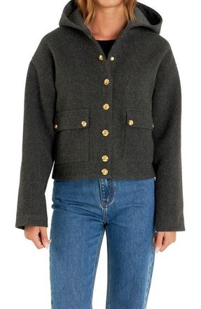 English Factory Hooded Coat in Charcoal at Nordstrom, Size X-Small