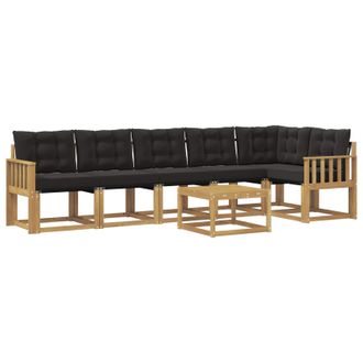 vidaXL Conjunto De Sof&aacute;s De Exterior Con Coj&iacute;n 7 Pcs Blanco Y Negro Vidaxl