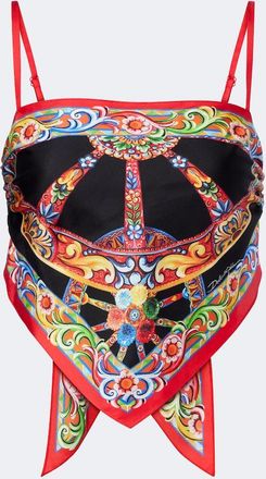 Dolce & Gabbana Carretto silk twill crop top