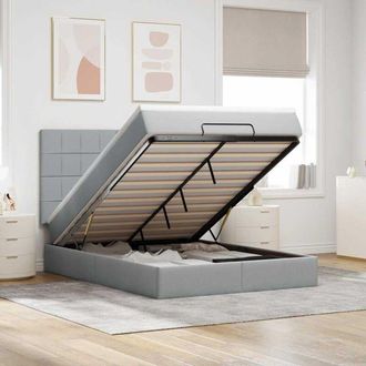 vidaXL Vidaxl - Estructura Cama Otomana Colch&oacute;n Tela Gris Claro 140x200cm