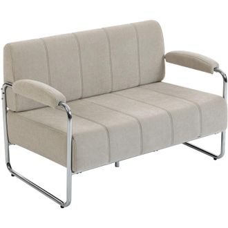 HOMCOM Divano Moderno 2 Posti Rivestito in Ciniglia Beige 120x73x76 cm