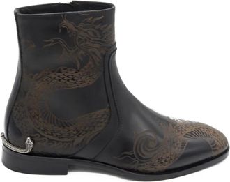 Roberto Cavalli Drew Tr Stivaletto - Heren - Enkellaarsjes - Zwart - 44 EU - Leer - Schoenen