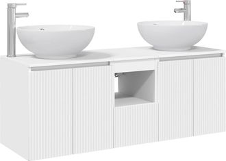 vidaXL Juego De Muebles De Ba&ntilde;o 3 Uds. Blanco 49,5 X 44,5 X 65 Cm Vidaxl