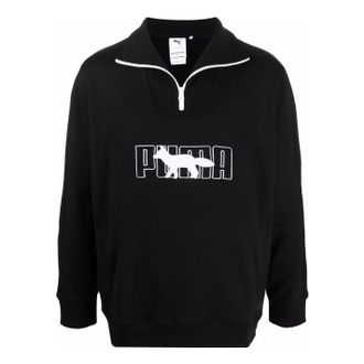 Puma x Maison Kitsun Half Zip Sweater Black White 532322-01