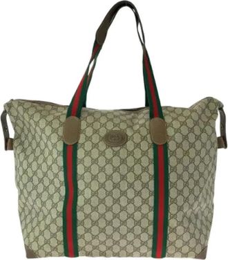 Gucci Pre-owned Tote Bags, female, Beige, Size: ONE SIZE Pre-owned Canvas travel-bags