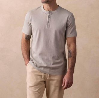 The Normal Brand Jersey Henley Shirt In Limestone