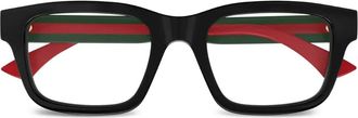 Gucci Occhiali squadrati con decorazione Web - Nero
