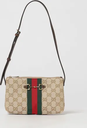 Gucci Mini borsa a spalla in tessuto GG con dettaglio Horsebit e Web