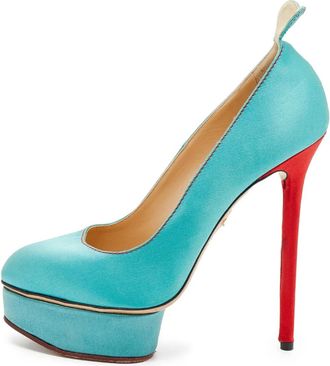 Charlotte Olympia pre-owned 150mm Josephine satin pumps - Blue