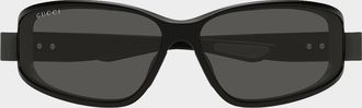 Gucci Men & apos;s Rectangular Acetate Wrap Sunglasses