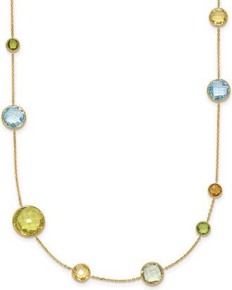 Diamond2Deal 14k Yellow Gold Polished Multi-color Gemstone Pendant Necklace