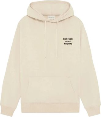 Dr&ocirc;le de Monsieur Le Hoodie Slogan - Heren - Hoodies - Beige - XL - Katoen - Hoodies & sweatvesten