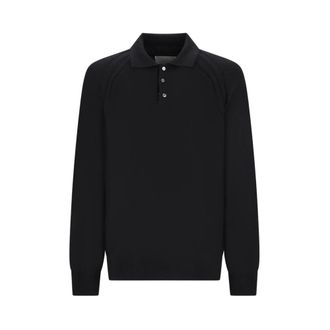 Dior Truien & Vesten, Heren, Zwart, L, Kasjmier, Gebreide Polo 68cm