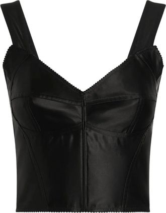 Dolce & Gabbana Top elasticizzato in raso - Nero