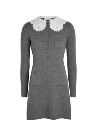 Self Portrait Knit Mini Dress - Grey - S (UK8-10 / S)