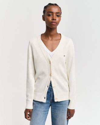 GANT Women Classic Cotton Cardigan (XS) CREAM